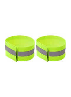 اشتري 2-Piece Reflective Safety Riding Band Set Fluorescent Green/Grey L في الامارات