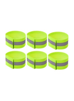 اشتري 6-Piece Reflective Safety Riding Band Set Fluorescent Green/Grey L في الامارات