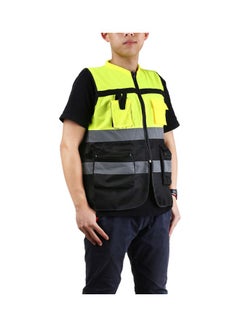 Buy High Visibility Reflective Security Working Vest Green/Black/Grey 26x24x2cm in Saudi Arabia