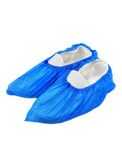 Buy 100-Piece Waterproof Disposable Shoe Covers Blue in Saudi Arabia