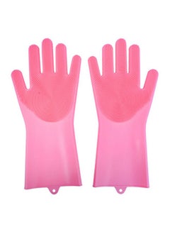 Buy Silicone Dish Washing Gloves Rose Red 16x14x12centimeter in UAE