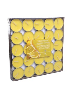 Buy 50-Piece Tea Light Scented Candle Set Yellow 7x7inch in Egypt