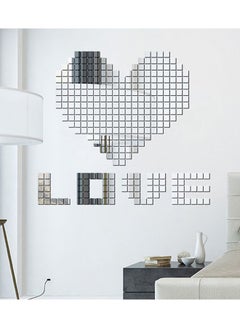 اشتري 100-Piece Mini Square 3D Wall Mirror Sticker Set Silver في الامارات