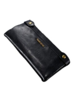 Buy Double Zipper Leather Wallet Black in Saudi Arabia