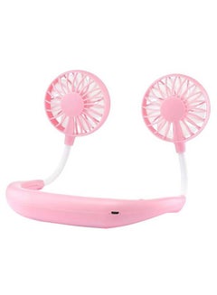 Buy Neck Hanging Dual Cooling Mini Fan LH202 Pink/White in Saudi Arabia