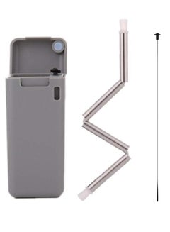 Buy Collapsible Folding Reusable Straw Grey/Silver in Saudi Arabia