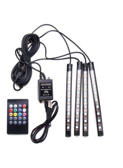 Buy 4-Piece Car Interior Sound Active Neon LED Strip With Remote in UAE