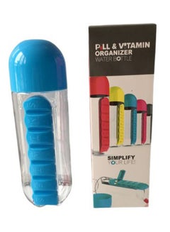 Buy Flip Drink Water Bottle With Pill Case Box Blue 23 x 7.5centimeter in Saudi Arabia