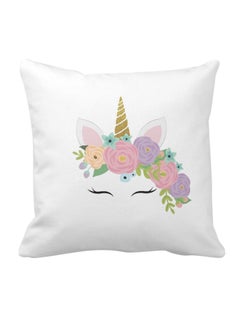 Buy Unicorn Printed Square Pillow White 40 x 40centimeter in UAE