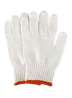 Buy Multi Usable Cotton Cleaning Gloves White/Orange One Size in Saudi Arabia