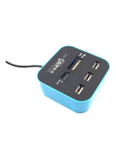 Buy Multifunction 3 Ports USB Hub Blue/Black in UAE