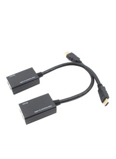 Buy 2-Piece CAT5e CAT6 Extender HDMI To RJ45 Network Extension Amplifier Black in Saudi Arabia