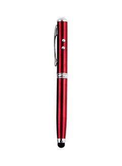 اشتري قلم إلكتروني برأس كروي وإضاءة LED متعدد الأغراض 4 في 1 أحمر/فضي في السعودية