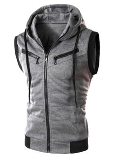 Buy Fitness Vest Block Hoodie Grey/Black in Saudi Arabia