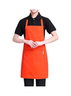 Buy 2-Piece Cooking Apron With Adjustable Neck Belt Orange 66x66x75centimeter in Saudi Arabia