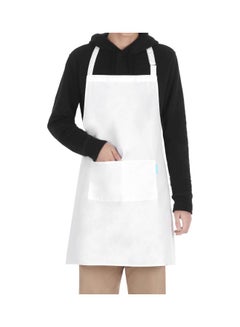 Buy 2-Piece Cooking Apron With Adjustable Neck Belt White 66x66x75centimeter in Saudi Arabia