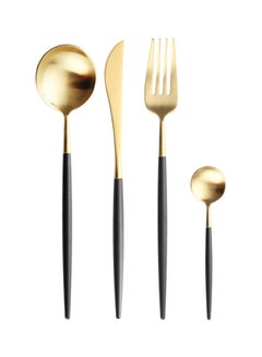 Buy 4-Piece Cutlery Set Gold/Black in Saudi Arabia