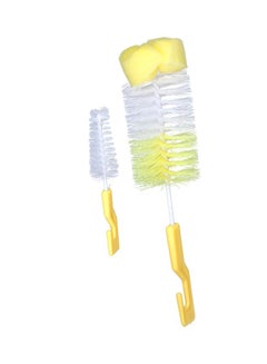 Buy 2-piece Feeding Bottle Cleaning Brush Set With BPA-free and PP Food, Yellow/White in UAE