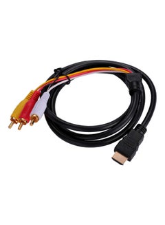 اشتري كابل من HDMI ذكر إلى 3 منافذ RCA للصوت والفيديو أسود/أحمر/أصفر في السعودية