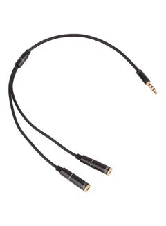 Buy Y Splitter Cable 1 Male To 2 Female Microphone Adapter Gold/Black in UAE