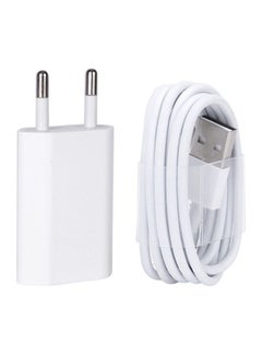 Buy 8 Pin USB Wall Charger And Cable For Apple iPhone/7/6/6s Plus/5/5s/5C/SE White in UAE