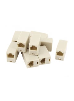 Buy 10-Piece RJ45 LAN Network Ethernet Cable Extension Coupler White in Saudi Arabia
