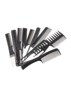 Buy 10-piece Professional Hair Comb Set Black in UAE