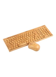 Buy Wireless Keyboard And Mouse Set English Natural Wood in UAE
