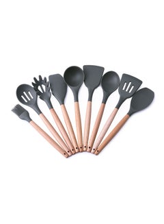 Buy 9-Piece Spatula And Turner Set Black 30centimeter in Saudi Arabia