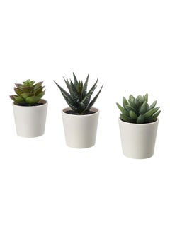 Buy Sets Of 3 Artificial Plant With Pot Green 12centimeter in UAE