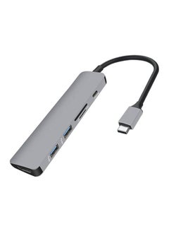 Buy 6-In-1 Type-C USB Hub Grey/Black in UAE