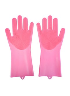 Buy Silicone Dish Washing Scrubber Gloves Rose in Saudi Arabia