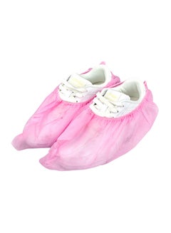 Buy 100-Piece Anti-Slip Disposable Shoe Cover Pink in Saudi Arabia