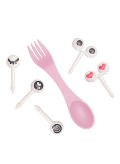 Buy 6-Piece Spork And Food Picks Set Pink/White 11.5cm in Saudi Arabia