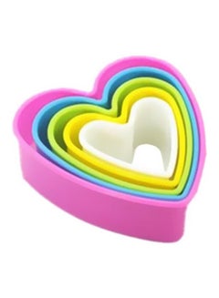 Buy 5-Piece Heart Shaped Cookie Cutter Set Pink/Blue/Green in Egypt