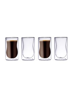 Buy 4-Piece Double Wall Estikana Glass Clear 100ml in UAE