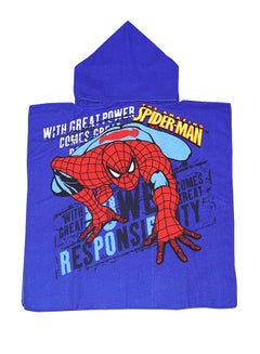 Buy Spiderman Fast Drying Hooded Beach Towel Blue/Red 120 x 60centimeter in Saudi Arabia