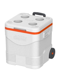 Buy 45-Liter KeepCold Trolley Icebox With Wheels White/Orange in UAE