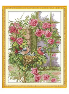 Buy Birds' Family Pattern DIY Handmade Cross Stitch Kits Multicolour 37 x 47centimeter in UAE