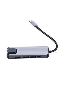 Buy 5-In-1 Type C USB Hub For MacBook Pro/Thunderbolt 3 Grey in UAE