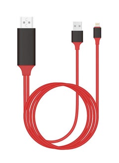 Buy Lightning To HDMI Adapter Cable Red/Black in UAE