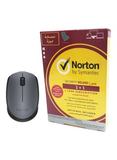 Buy Symantec Security Deluxe 1 User, 1 Device With Wireless Mouse Red/Yellow/Grey in Saudi Arabia