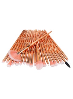 Buy 20-Piece Makeup Brush Set Rose Gold/White/Pink in UAE