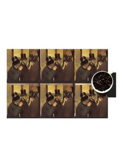 Buy 6-Piece Printed Coaster Set Multicolour 7x7cm in Egypt