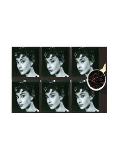 Buy 6-Piece Printed Coaster Set Black 7x7cm in Egypt