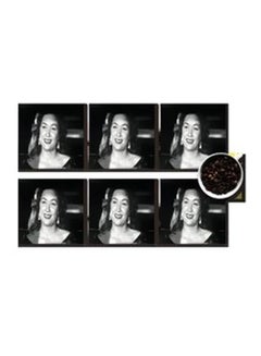 Buy 6-Piece Printed Coaster Set Black 7x7cm in Egypt