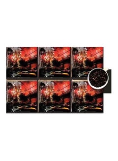 Buy 6-Piece Printed Coaster Set Multicolour 7x7cm in Egypt