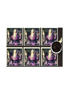 Buy 6-Piece Printed Coaster Set Red/Green/White 7x7cm in Egypt