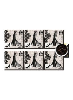 Buy 6-Piece Printed Coaster Set Multicolour 7x7cm in Egypt