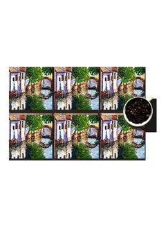 Buy 6-Piece Printed Coaster Set Multicolour 7x7cm in Egypt